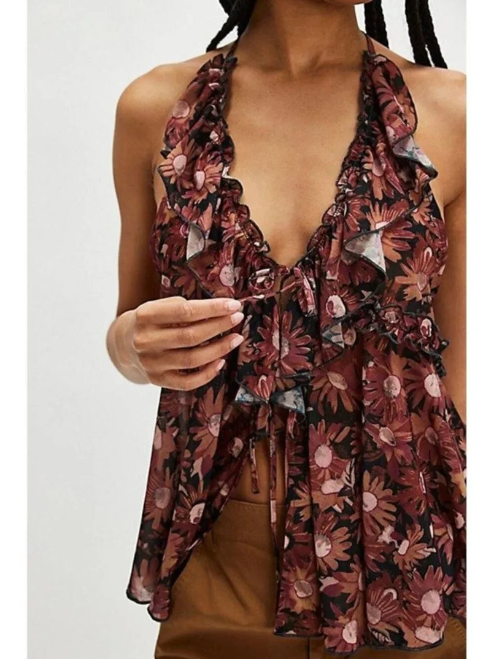 Free People Fearless Knit Tank in Pecan Combo XS